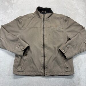 KAVU Jacket Mens Large Brown Sherpa Lined Canvas Work Jacket Full Zip Outdoors